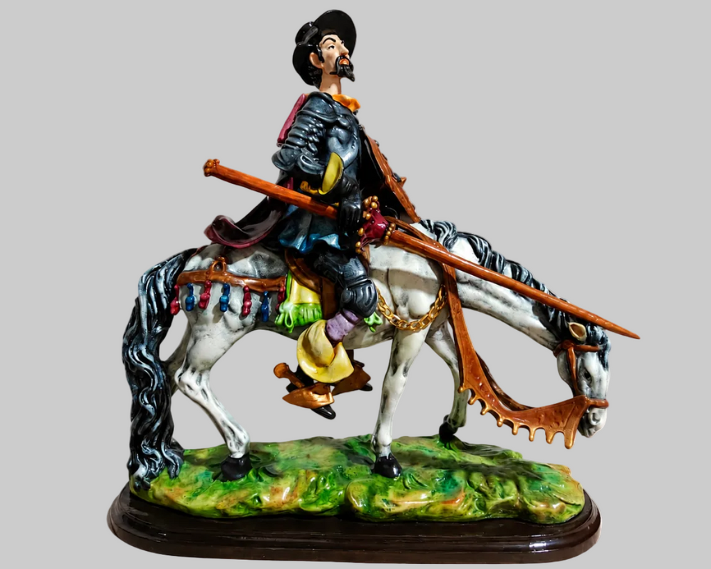 Don Quijote Clásico a Caballo – Escultura Decorativa de Resina-cerámica