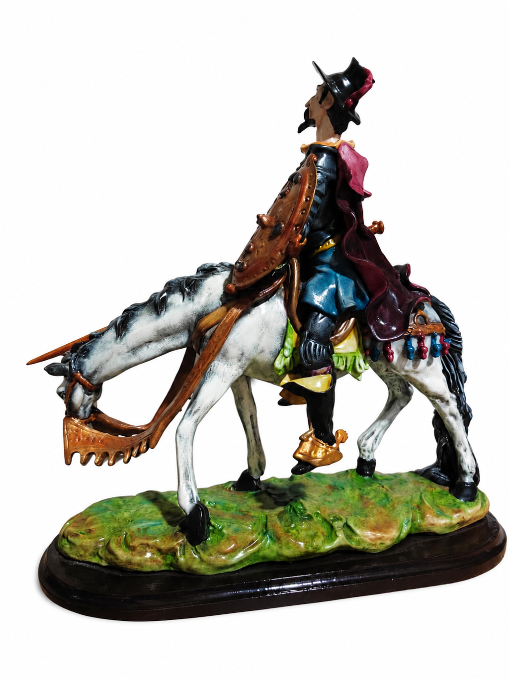 Don Quijote Clásico a Caballo – Escultura Decorativa de Resina-cerámica