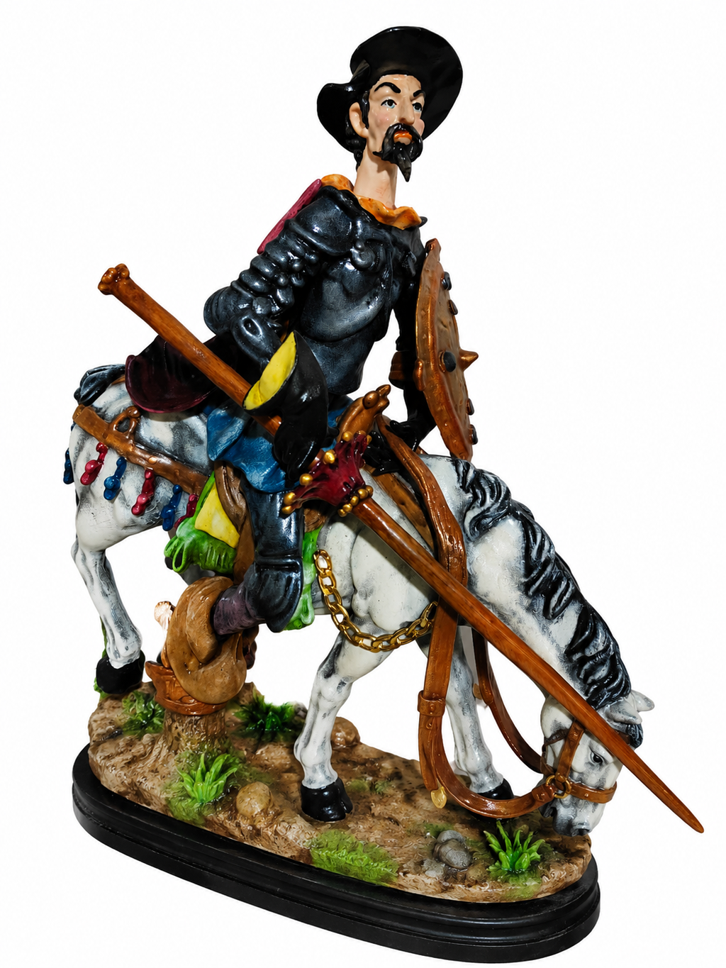 Don Quijote Clásico a Caballo – Escultura Decorativa de Resina-cerámica
