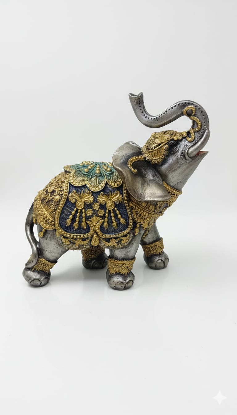 Elefante Imperial Dorado – Escultura Decorativa-Cerámica